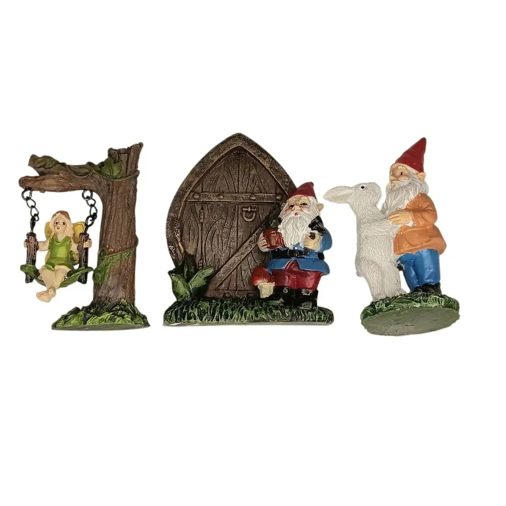 Lot Of 13 Miniature Garden Gnomes Fairies And Accessories Resin True Living New